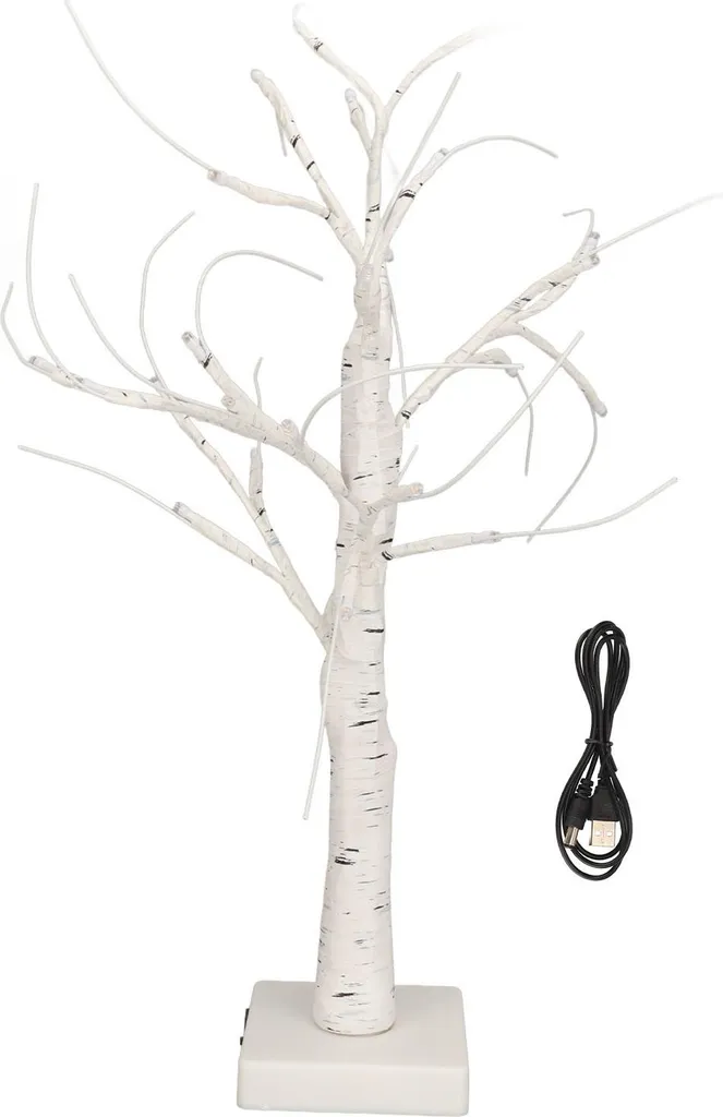 Bouleau illuminé à branches ajustables et socle stable pour fête chic