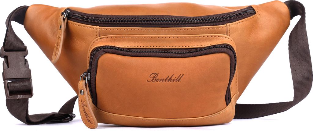 Benthill Bauchtasche aus Leder - Echtleder Gürteltasche aus hochwertigem Rindsleder – Wandertasche / Hüfttasche - Partytasche