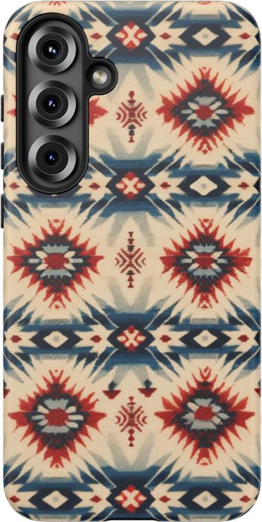 Geometrisches Muster in Rot und Blau – Hülle Kompatibel mit Samsung Galaxy S25 Plus