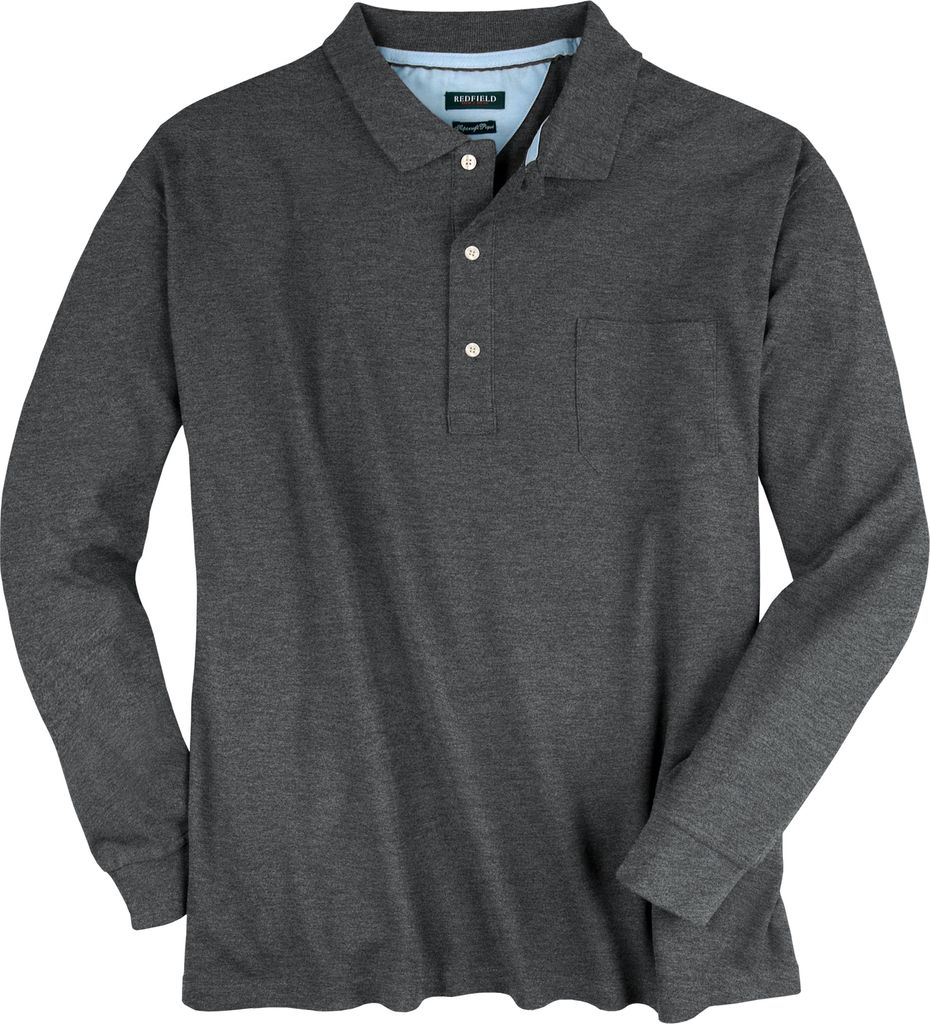 Redfield Langarm-Poloshirt anthrazit melange XXL