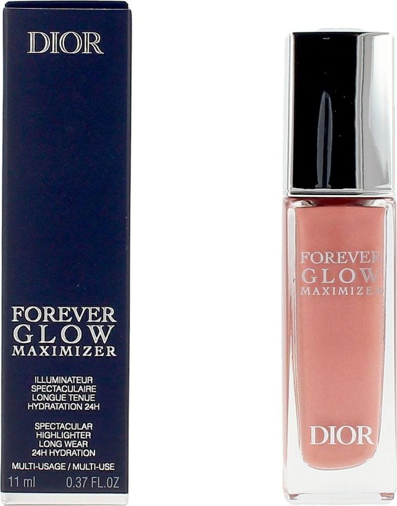 A product shot of a Dior Forever Glow Maximizer highlighter and its packaging.