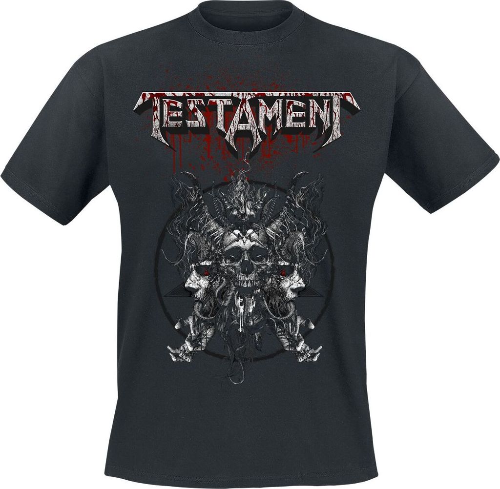 Testament T-Shirt Herren Skull Blood schwarz Band-Merch, Bands 100% Baumwolle S