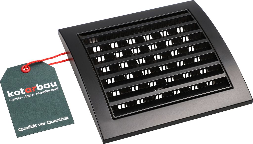 KOTARBAU Lüftungsgitter 150 x 150 mm Verschließbar Abluftgitter Kunststoff mit Insektenschutz Abschlussgitter Rechteckig Schwarz Lamellengitter...
