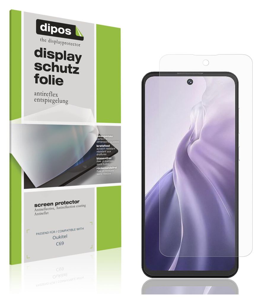 A product shot of a screen protector packaging and a smartphone with a screen protector applied.
