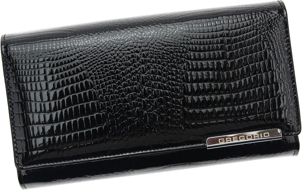 Portefeuille cuir verni femme grande capacité - Finition luxe XL 19cm