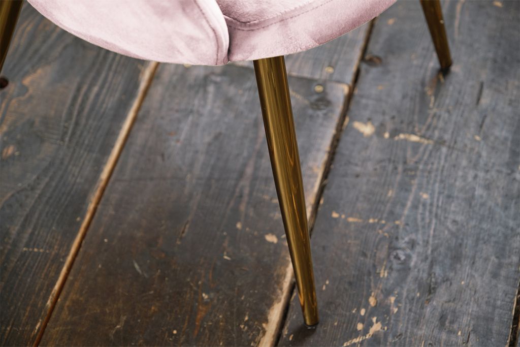 KAWOLA Stuhl CARLA Esszimmerstuhl Velvet rosa Fuß gold Produktbild 8