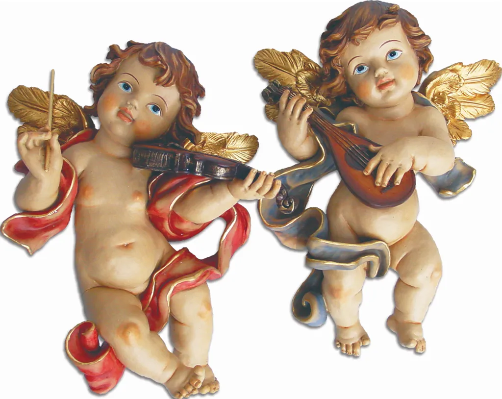 Décoration de Table de Noël : Paire d'Anges Musiciens 26 cm FADEDA