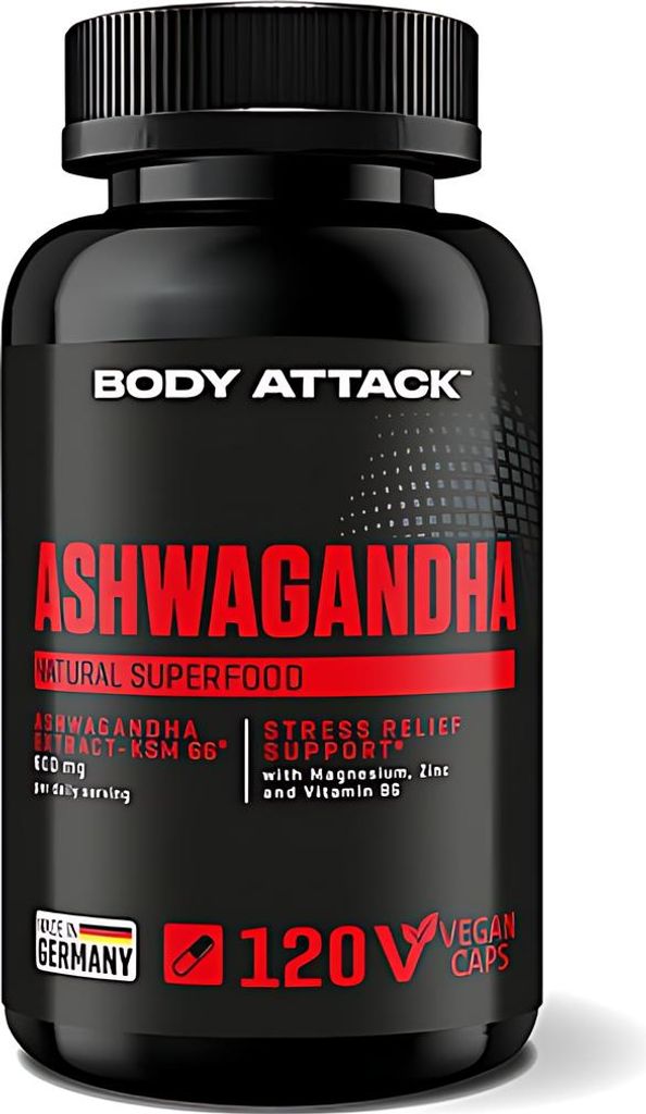Body Attack Ashwagandha KSM-66 – 120 kapsułek Zdjęcie produktu 
