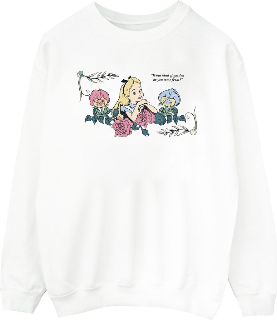 Disney - "Alice In Wonderland What Kind Of Garden" Sweatshirt für Herren BI7846 (S) (Weiß)