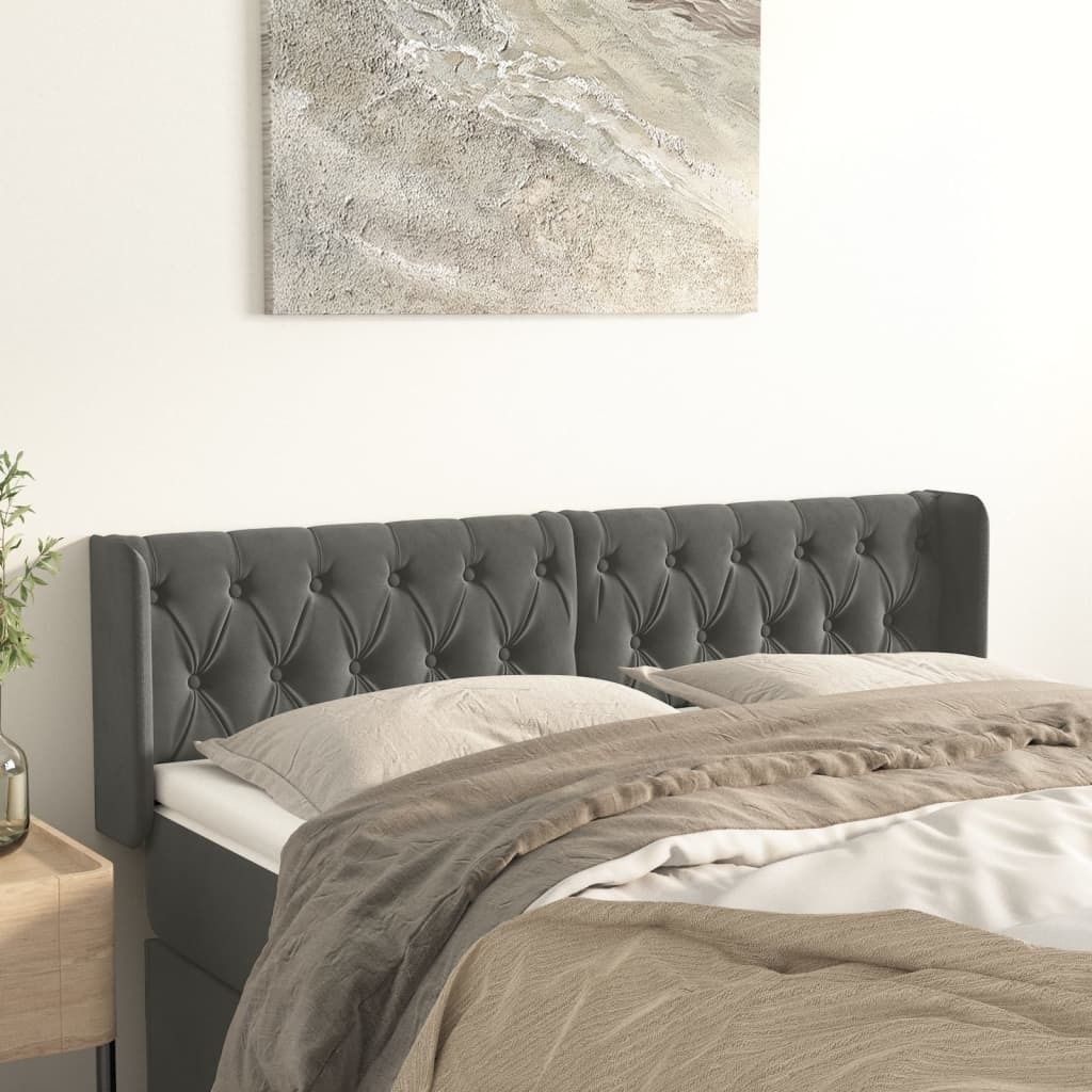 Maison Exclusive - Kopfteil mit Ohren Dunkelgrau 163x16x78/88 cm Samt