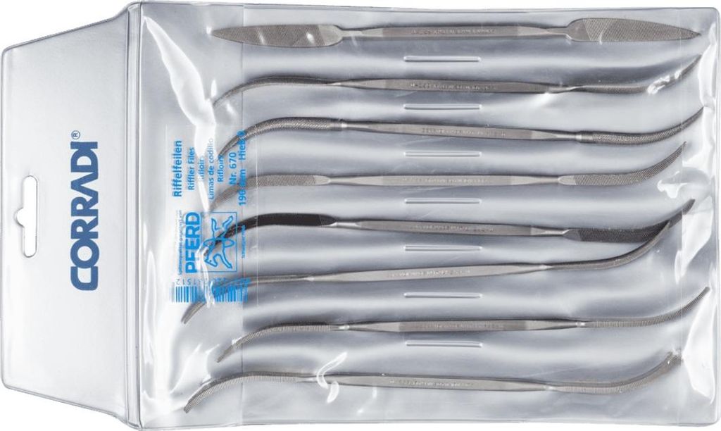 PFERD TOOLS Präzisions-Riffelfeilen-Set Typ 670 190mm Schweizer Hieb 0, grob
