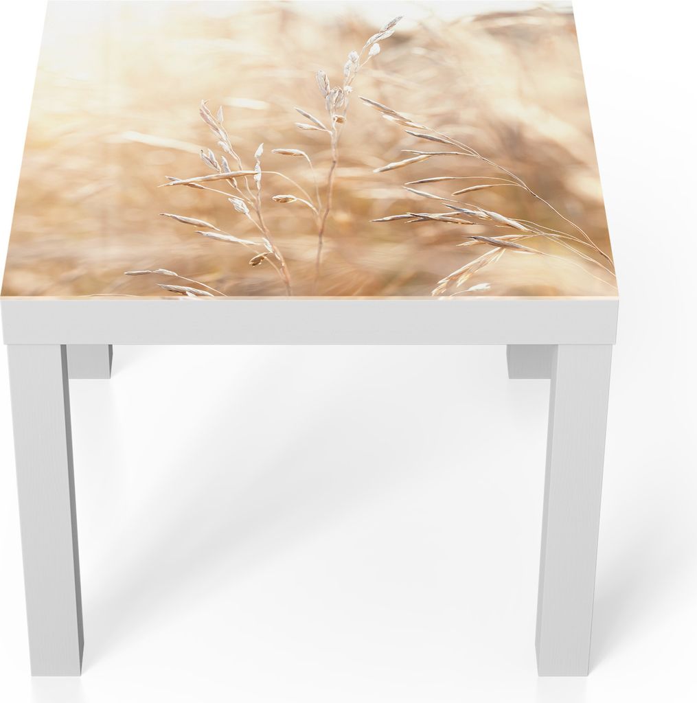 DEQORI Couchtisch 55x55 cm Weiß 'Felder im Sonnenglanz' Glas Beistelltisch Glastisch modern