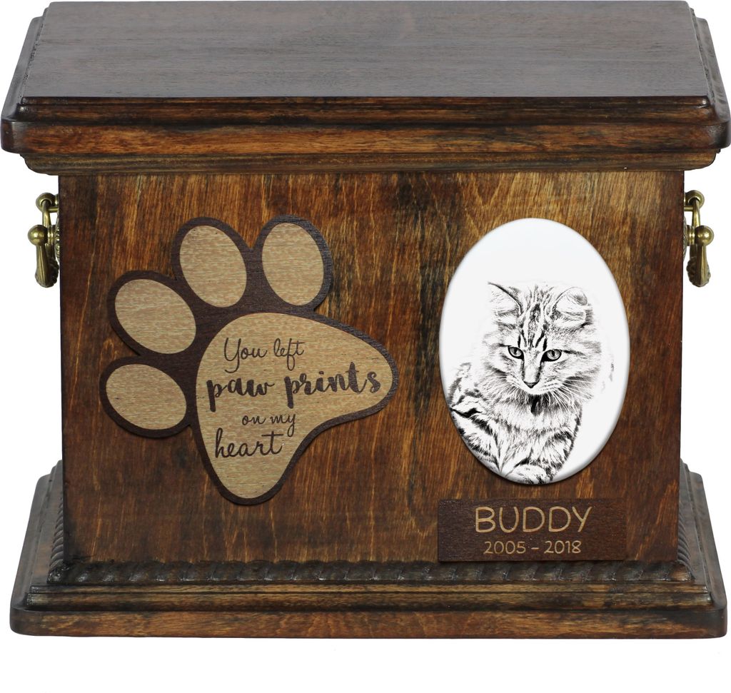 Amerikanisch Bobtail - Eine Urne für die Asche einer Katze, eine Urne für eine Katze mit Foto, eine personalisierte Katzenasche-Box der Marke Art...
