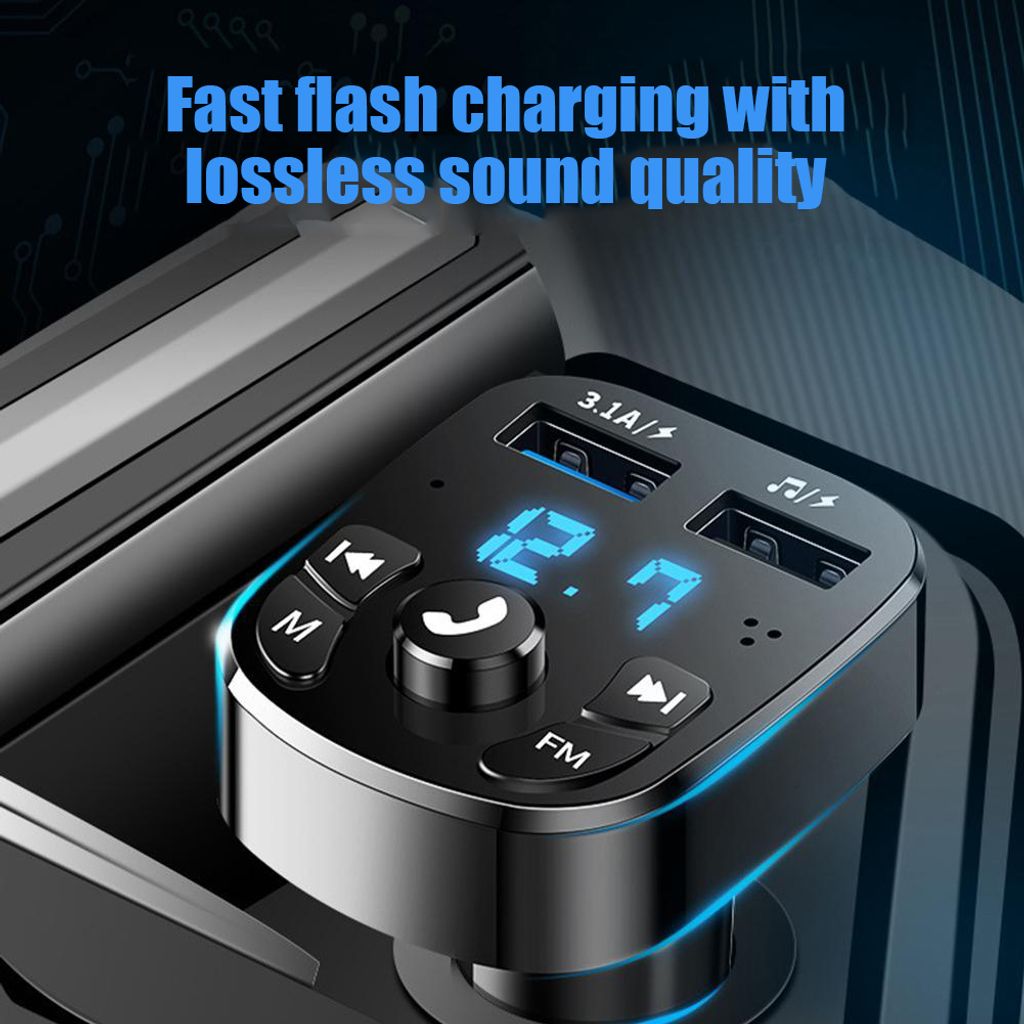 Auto Bluetooth FM Transmitter, Blaue Umgebende Leuchte Produktbild 10