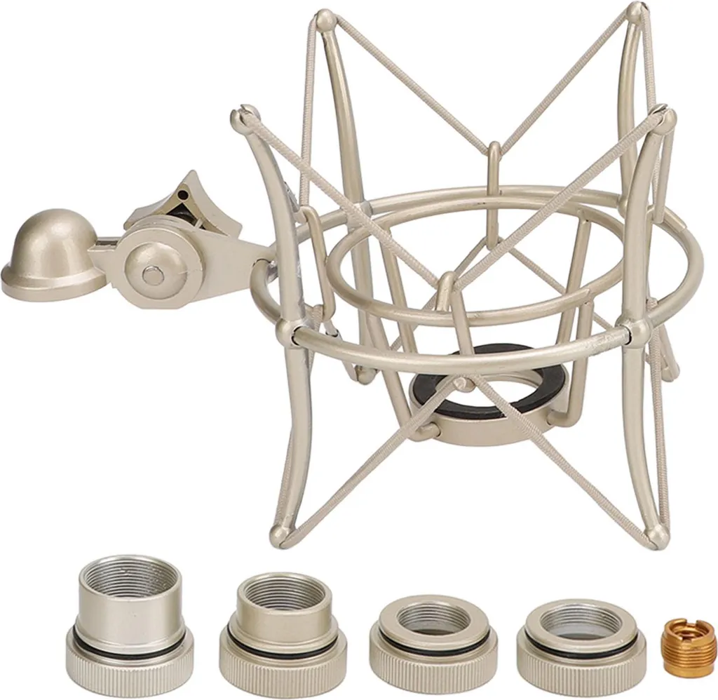 Shock Mount Microphone Studio Or - Suspension Anti-Vibration Robuste