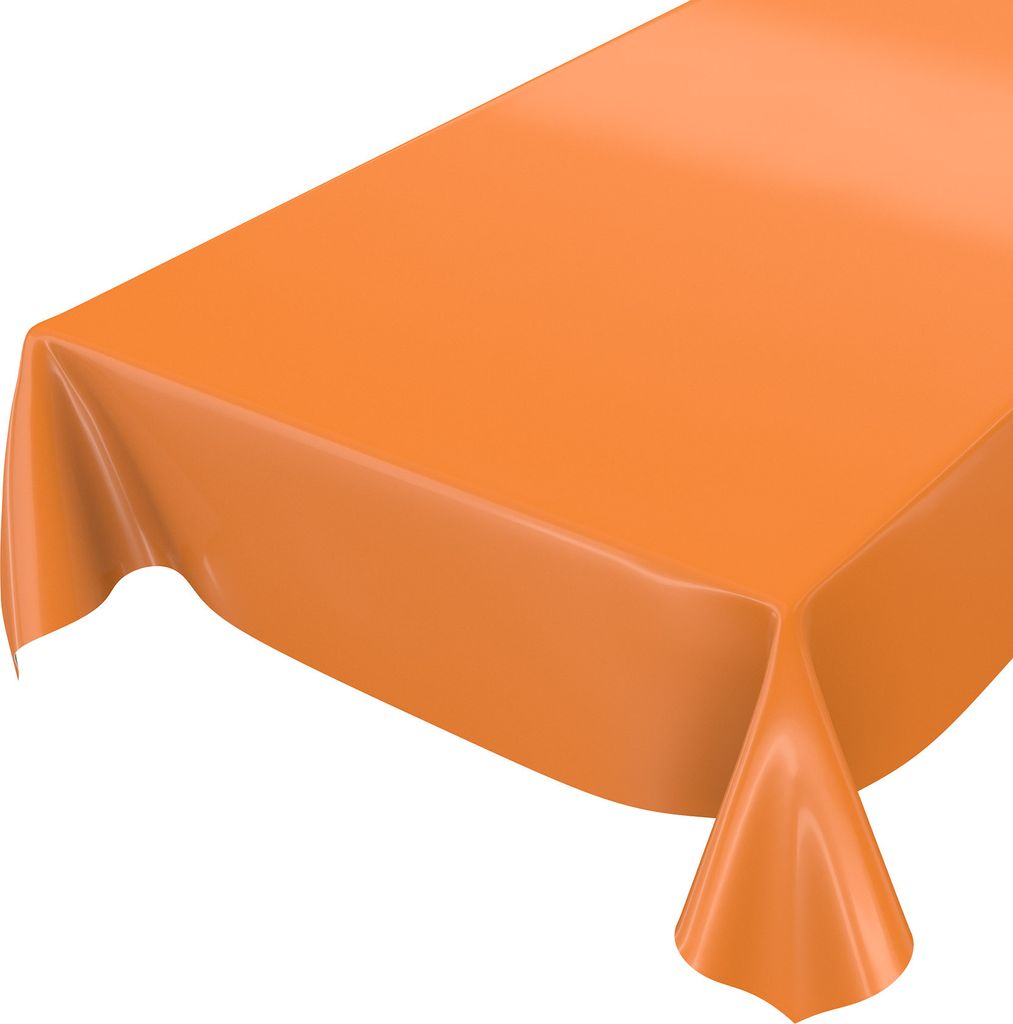 Tischdecke Wachstuch PVC abwaschbar Einfarbig Orange 260x140cm Schnittkante
