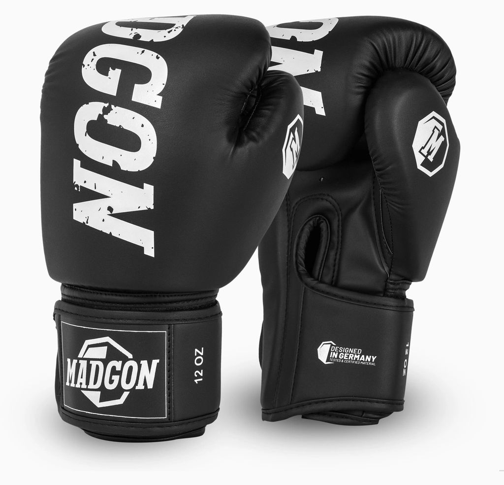 MADGON Boxhandschuhe Boxhandschuhe Rookan schwarz, 12 oz