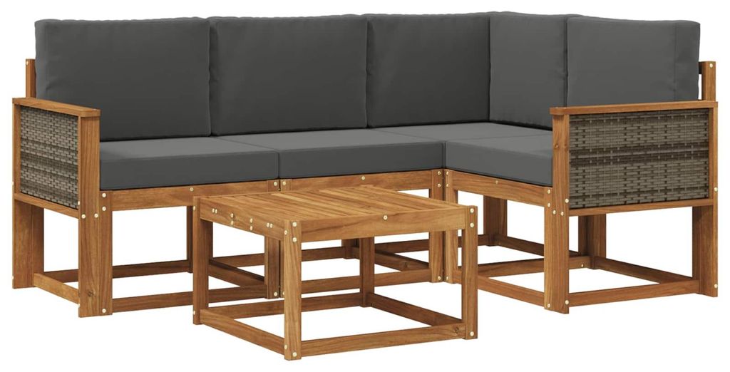 vidaXL Outdoor-Sofagarnitur 5 pcs Natur und Anthrazit Polyester