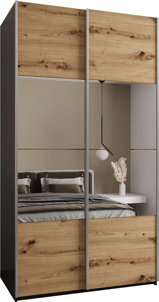 MEBLE KRYSPOL LUX 4 Schrank - 245,5x140x64cm - Schwarz, Produktbild 