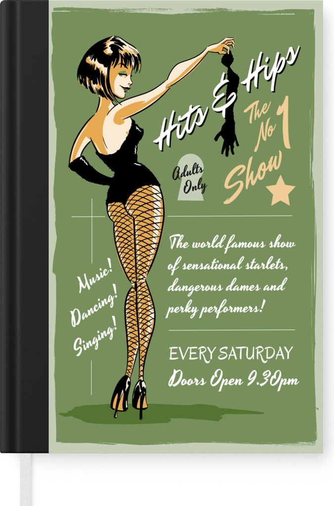 MuchoWow Notizbuch Tagebuch Haushaltsbuch Notebook A5 Illustration eines Pin-up-Girls mit aufreizender Kleidung - Notizblock - Notizheft - Notebo...