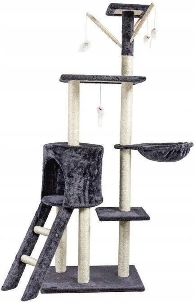 Arbre à chat 150cm gris foncé : protégez vos meubles avec style
