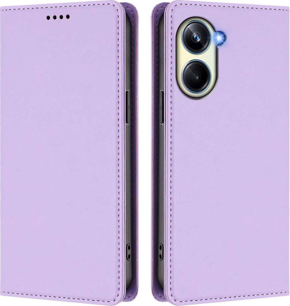 Handyhülle für Realme 10 Pro 5G, Kunstleder Klapphülle Stoßfeste Magnetische Hülle mit Ständer Violett
