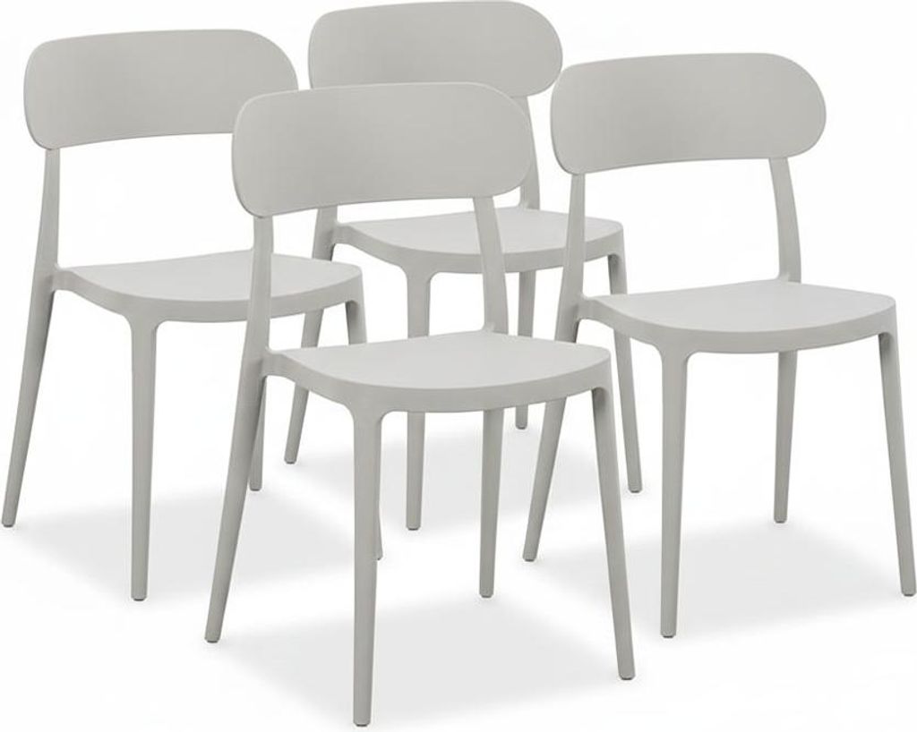 Set aus 4 Stühlen aus Polypropylen mit Glasfaser, monoblock Stühle im minimalistischen und zeitgemäßen Design für Küche, Esszimmer, Garten, T...
