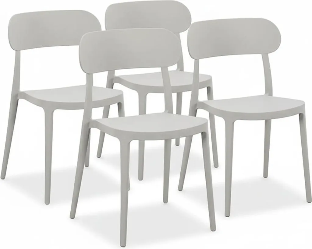 Chaises de jardin et cuisine Maggie gris lot de 4 pour intérieur et extérieur