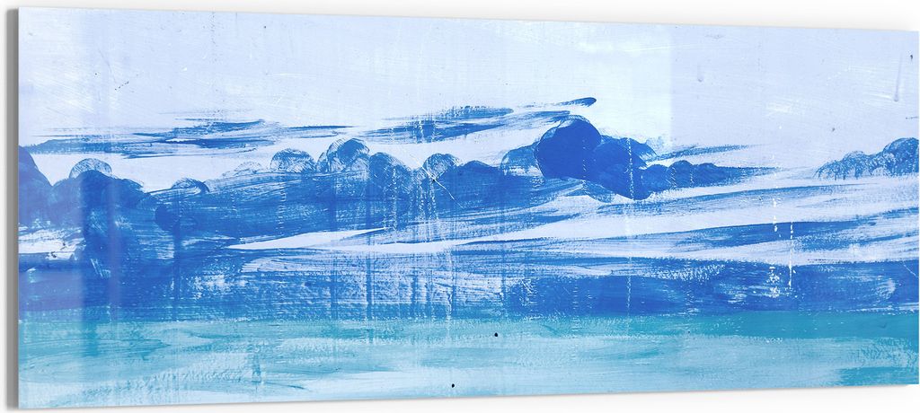 DEQORI Glasbild Acryl 125x50 cm 'Winterseelandschaft' Wandbild Bild modern Deko