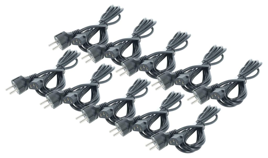 vhbw 10x Netzkabel Schutzkontaktstecker für Kaltgeräte z.B. PC Monitor Computer Drucker - C13 Buchse, 3 m