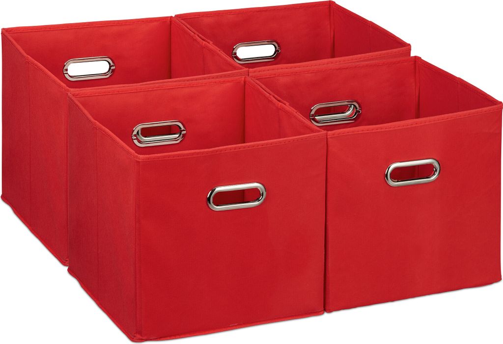 Relaxdays Aufbewahrungsbox 4er Set, faltbare Regalboxen, Produktbild 