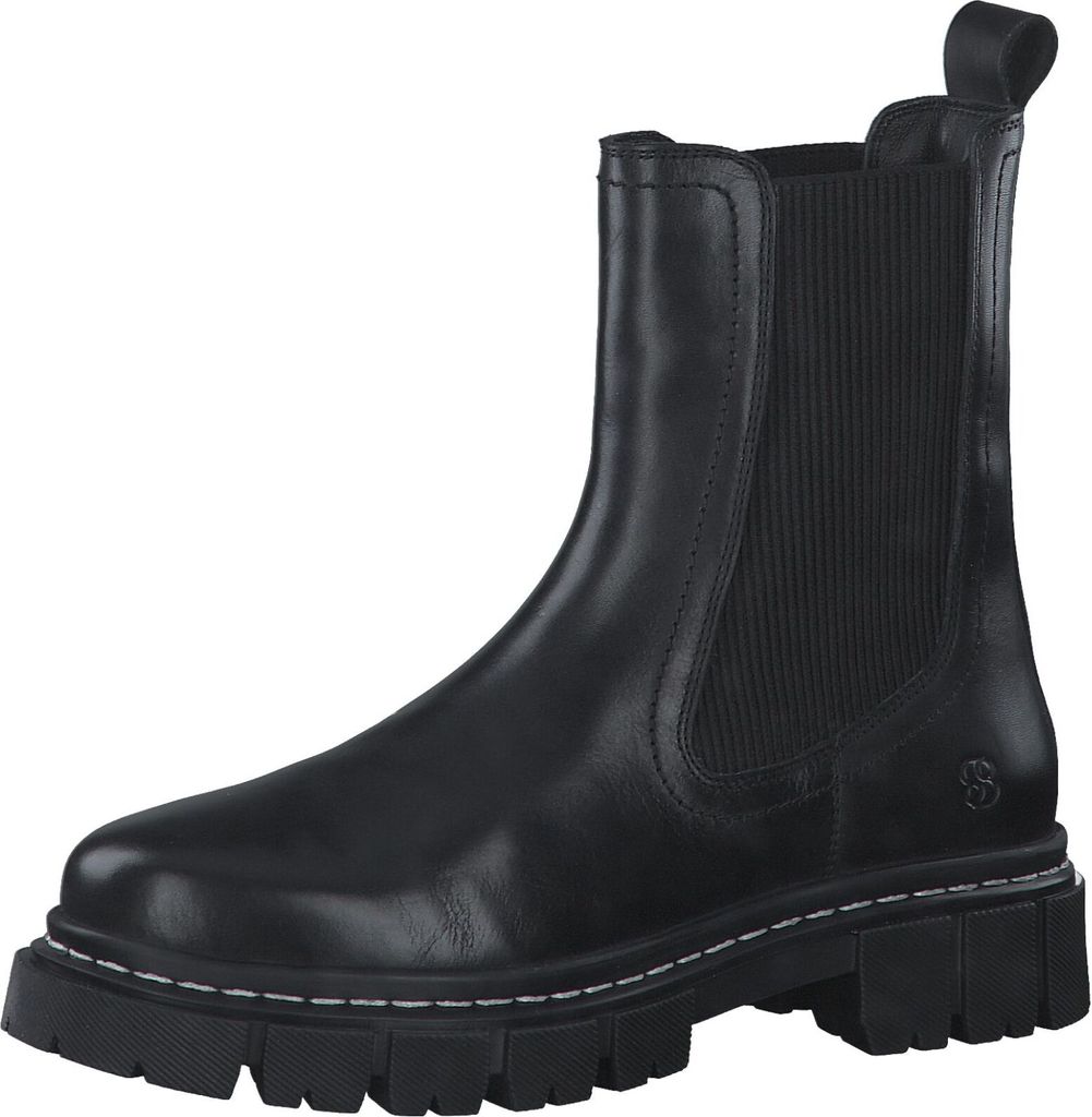 s.Oliver Damen Chelsea Boot Stretcheinsätze Leder Warmfutter 5-26421-29, Größe:41 EU, Farbe:Schwarz