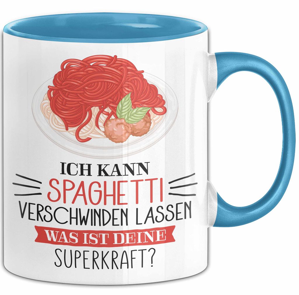 Spaghetti-Liebhaber Tasse Geschenk Ich Kann Spaghetti Verschwinden Lassen Was Ist Deine Superkraft Becher Geschenkidee Spaghetti Kaffee-Becher (Blau)