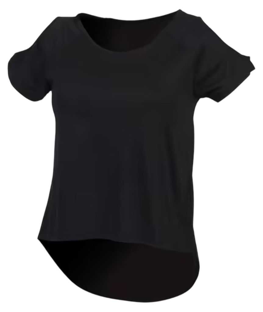 SF Women - T-Shirt Hinten länger für Damen LT4535 (M) (Schwarz)