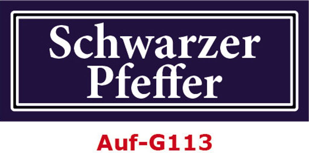 10 Stück Gewürzaufkleber Schwarzer Pfeffer 40x16mm Gewürzetiketten Sticker Lebensmittel (Auf-G113)