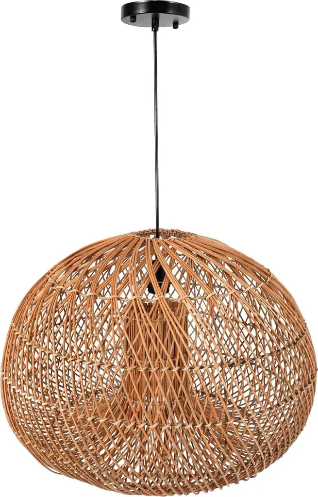 Suspension bambou SOLEIL pour salon ou chambre, design naturel 23x40cm