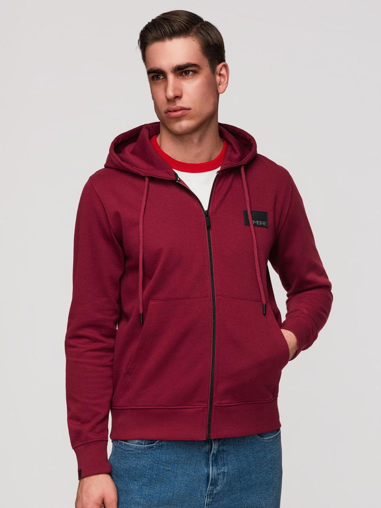OMBRE Sweatshirt mit Kapuze und Reißverschluss modern OM-SSZP-0256 red XL