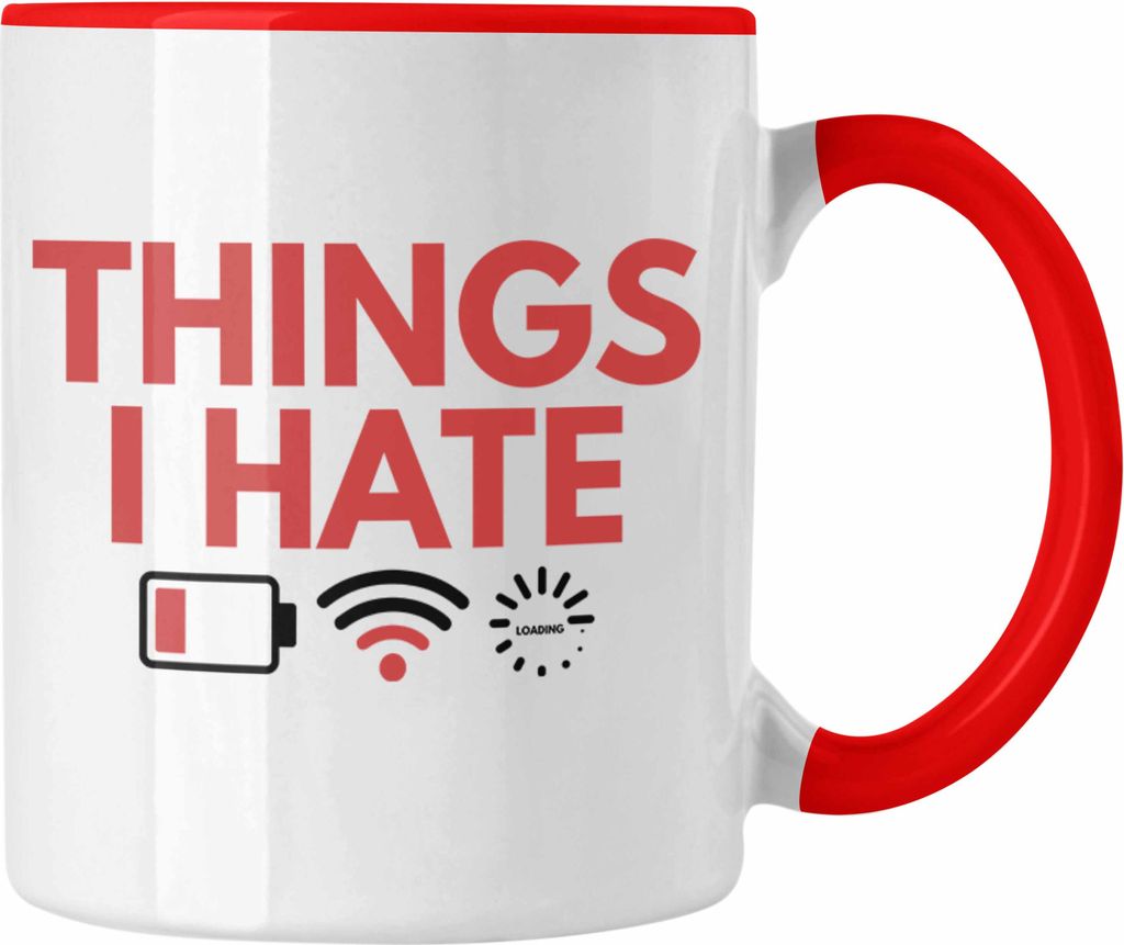 Trendation - Things I Hate Wlan Batterie Leer Laden Zeichen Geschenkidee Jungs Jungen Kinder (Rot)
