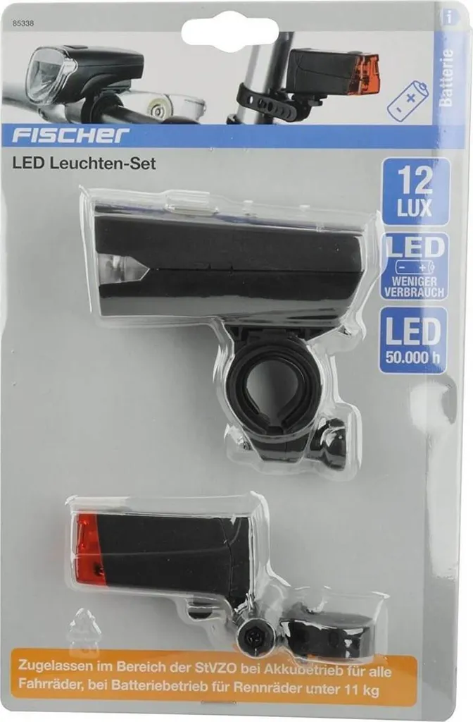 Lampe vélo LED 12 Lux Fischer anti-vol à fixation rapide