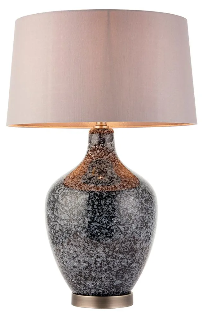 Lampe de salon ILSA éclairage d'ambiance verre gris-noir 40x59 cm