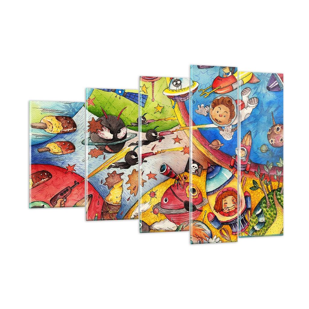 Bilder auf glas - Kind Raum Raumschiff Eis - 150x100cm - Glasbilder - Wandbilder - Kunstdruck - zum Aufhängen bereit - Wanddekoration aus Glas - G...