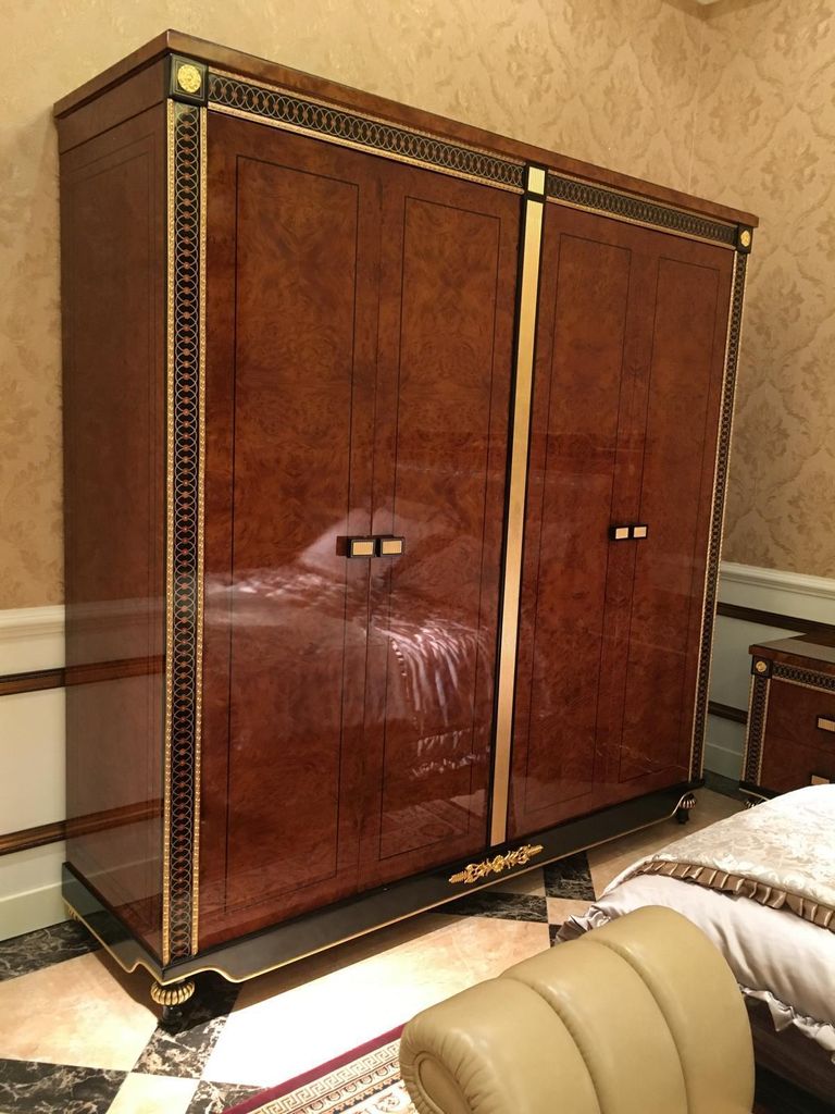 Kleiderschrank Schlafzimmer E69 Holz Schrank Antik Stil Barock Rokoko Schränke