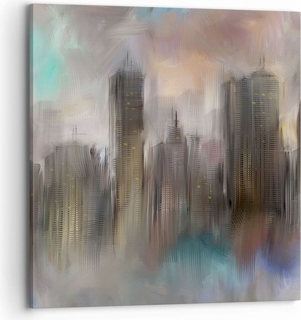 Bild auf Leinwand - Leinwandbild - Stadt Abstraktion - 70x70cm - Wand Bild - Wanddeko - Wandbilder - Leinwanddruck - Bilder - Kunstdruck - Wanddeko...