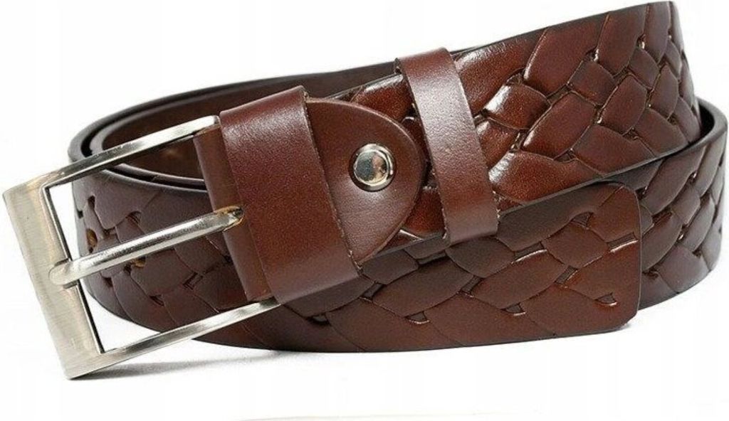 Rovicky | Herrengürtel, Eleganter, lederner, mit auffälligem Flechtmotiv, 105 cm