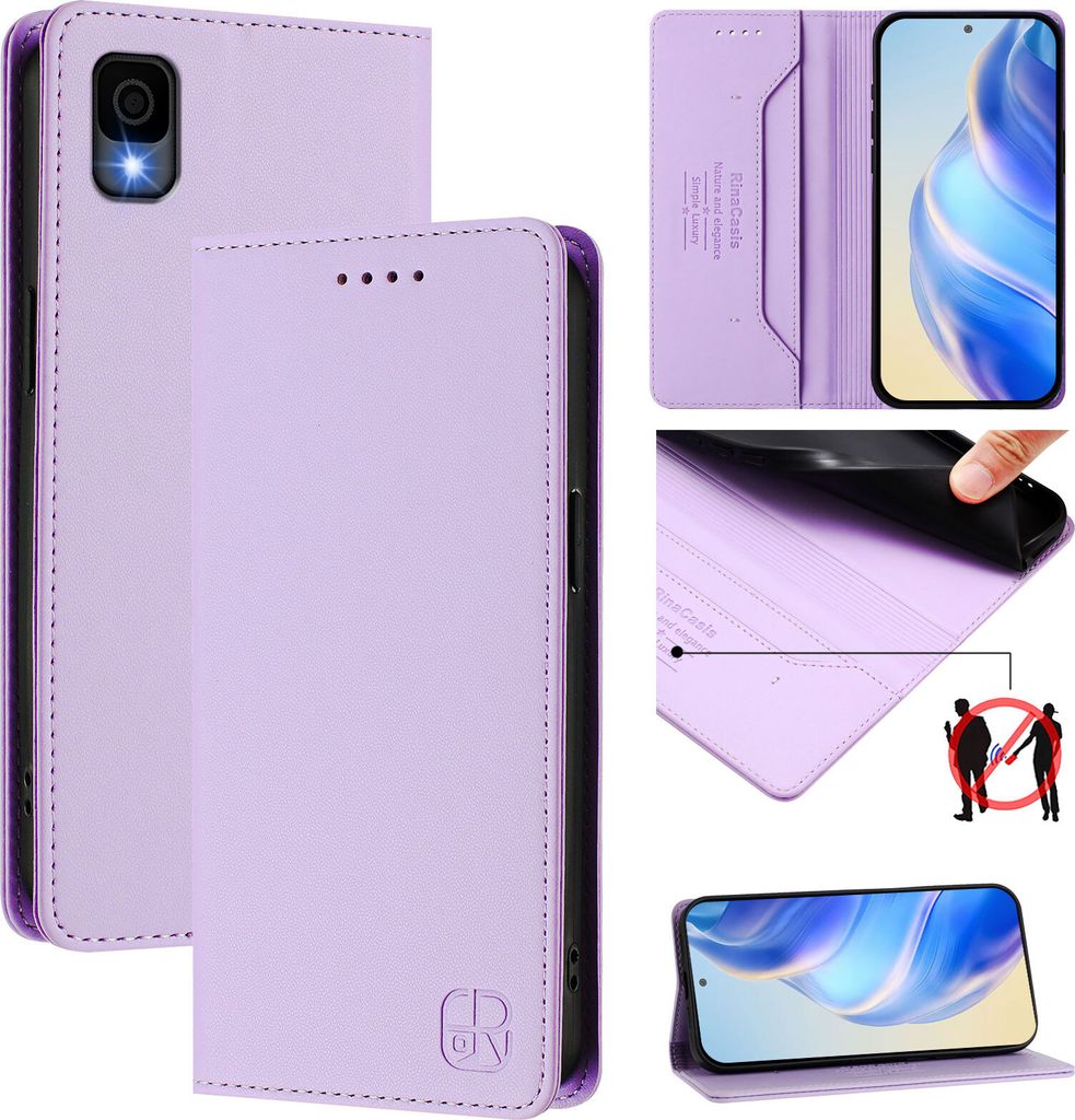 Lederhülle für TCL 30Z Hülle Flip Brieftasche Kartenfächern Ständer Schutzhülle Violett