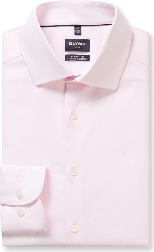 OLYMP 24/7 Luxor modern fit overhemd, twill, roze