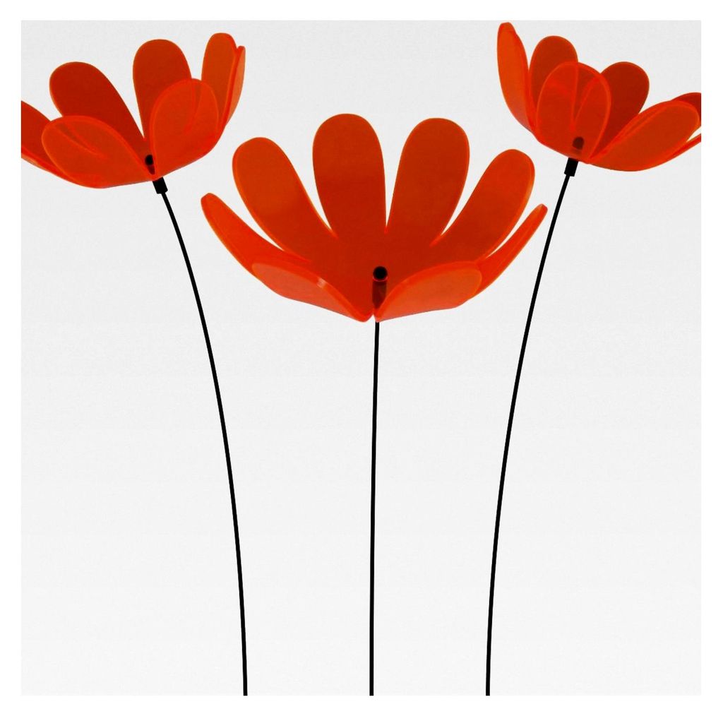Sonnenfänger Ringelblume in ORANGE, 3 Stück mit 15 cm Durchmesser im Set + 70 cm Schwingstäbe