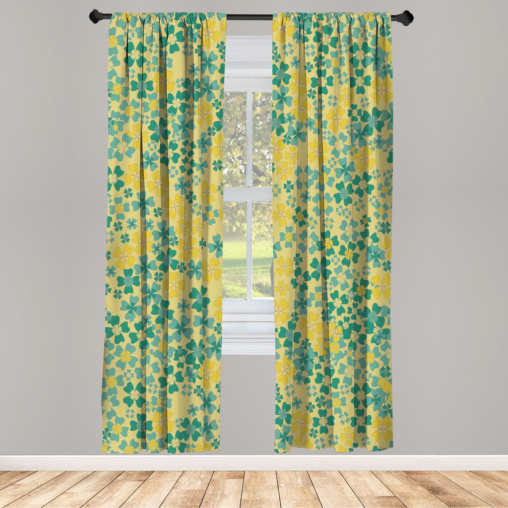 ABAKUHAUS Blume Vorhänge 2 Panel Set für Wohnzimmer Schlafzimmer Nachbildung, Lila Blumen Blüten İm Frühjahr Romantische Wiese Happy Fun Land ...