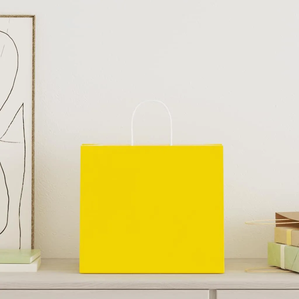Sacchetti Carta Gialli con Manici 50 pz 32x22x28 cm - vidaXL Shopper