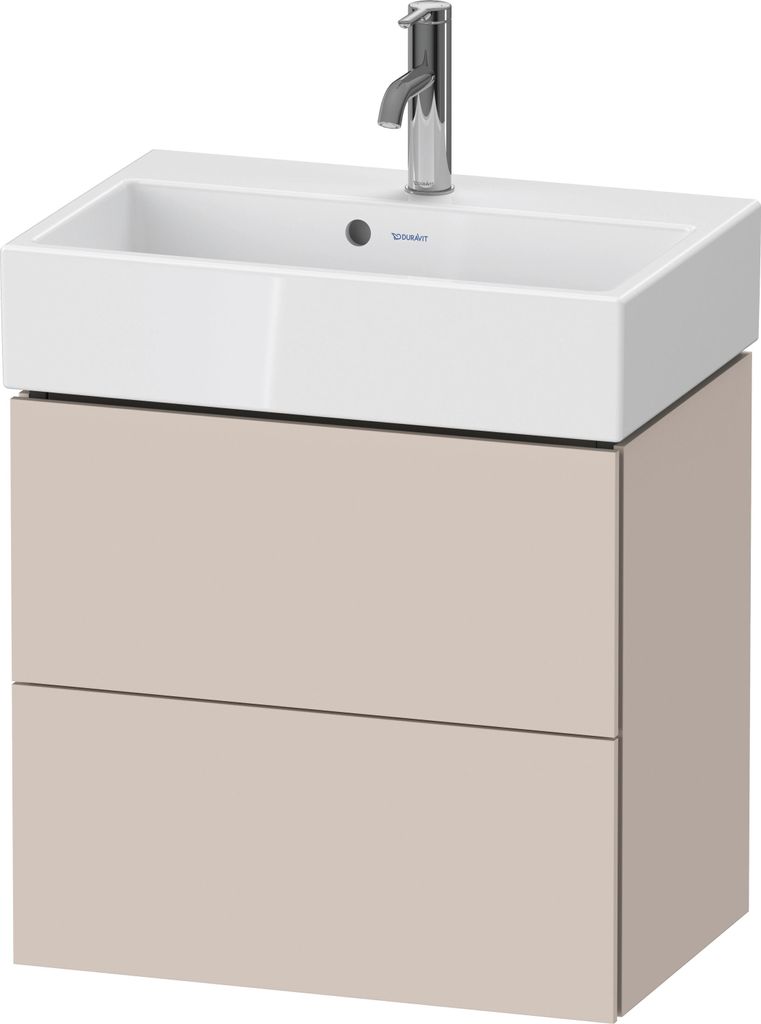 Waschtischunterbau L-CUBE Compact 544x584x391mm 2 Schubk taupe supermatt taupe supermatt